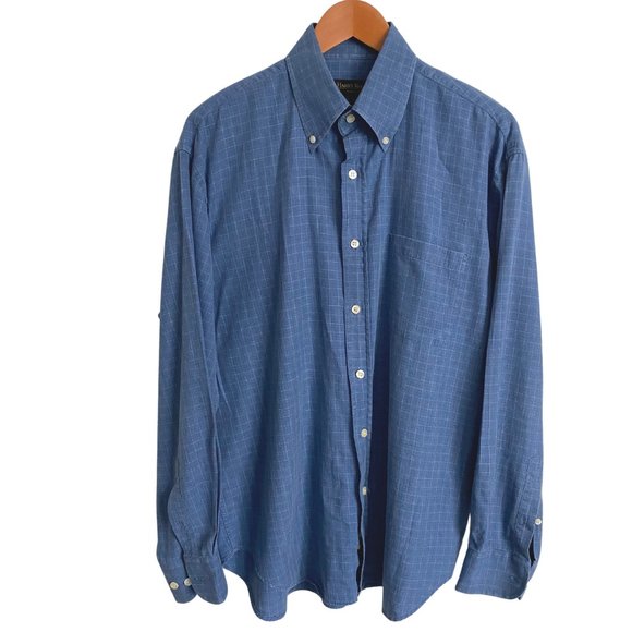 Harry Rosen Blue Check Button Down Shirt - Picture 1 of 5